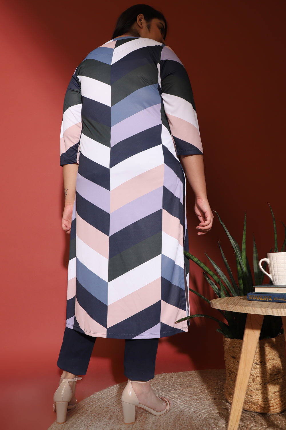 Blue Chevron Play Printed Kurti