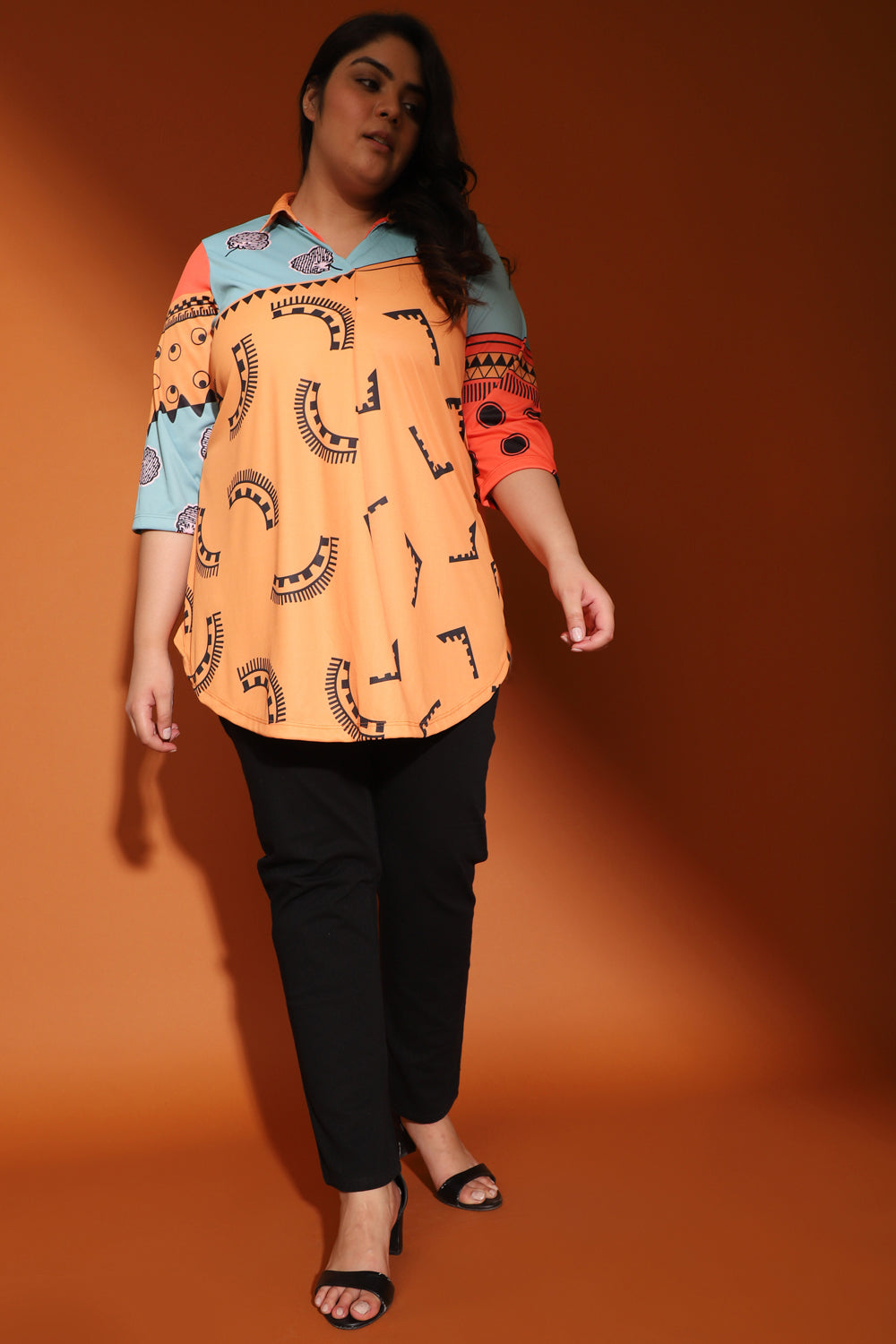 Color Block Centre Pleat Top