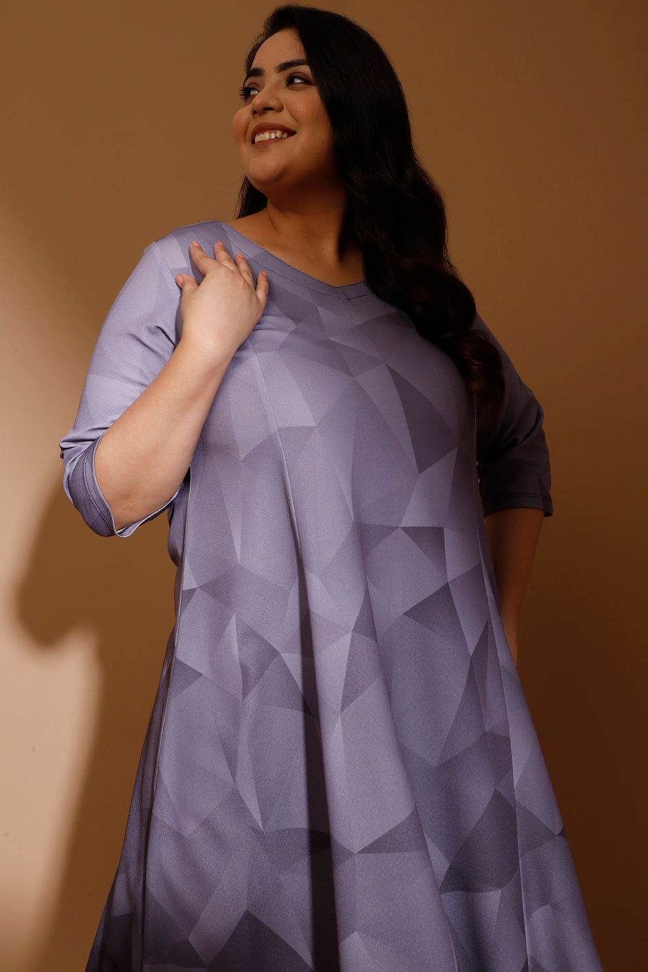 Plus Size Grey Prism Printed Maxi Dress