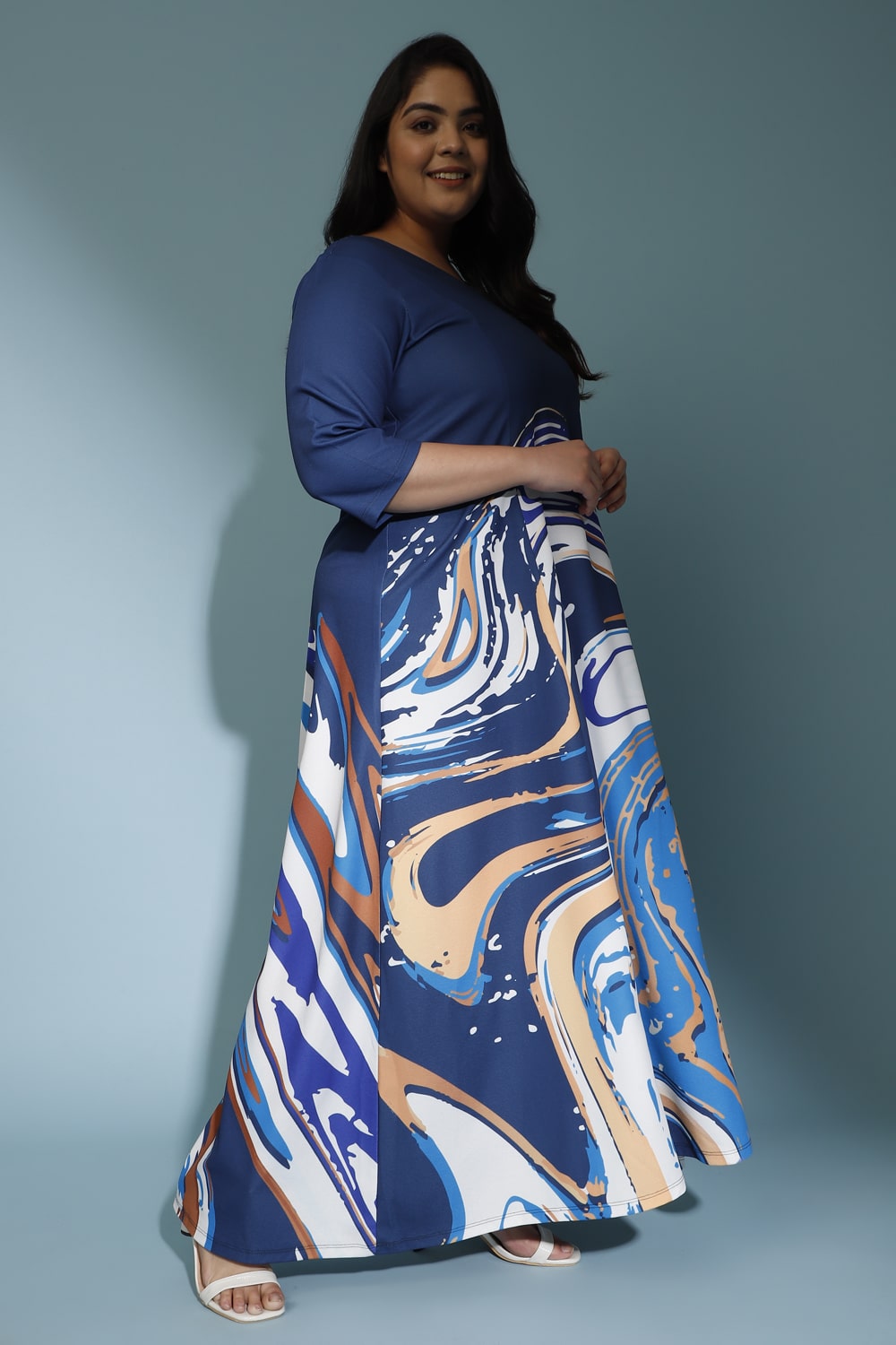 Plus Size Deep Ocean Gold Dust Dress