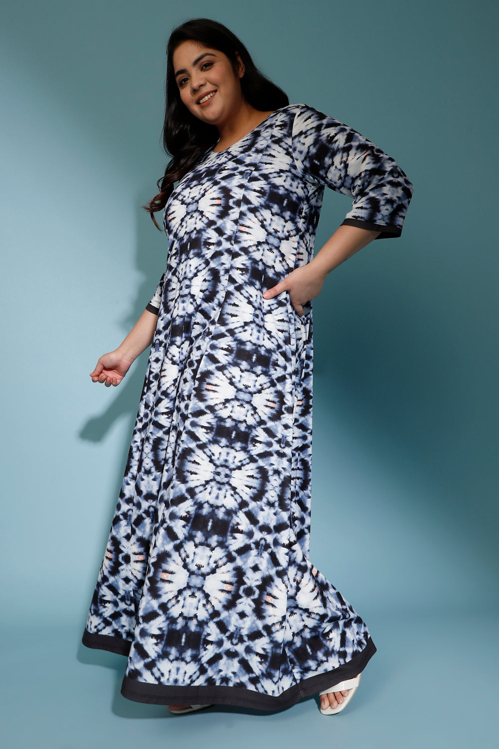 Shibori Inspired Printed Long Dress