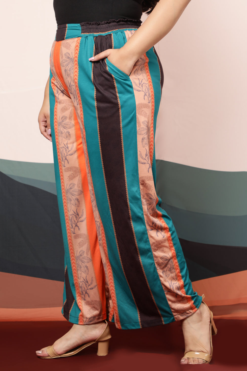 Ethnic Striped High Waist Pants