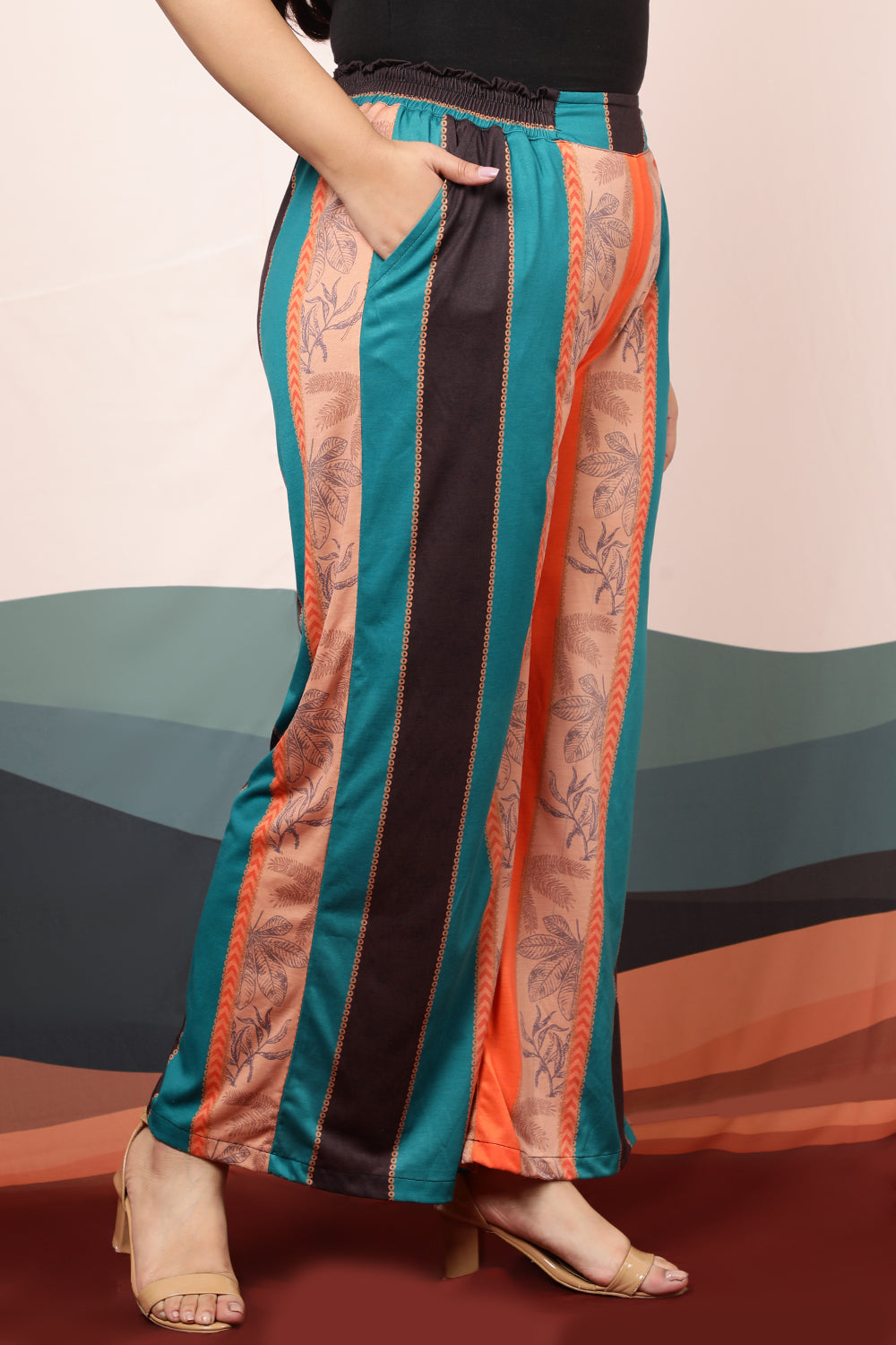 Ethnic Striped High Waist Pants