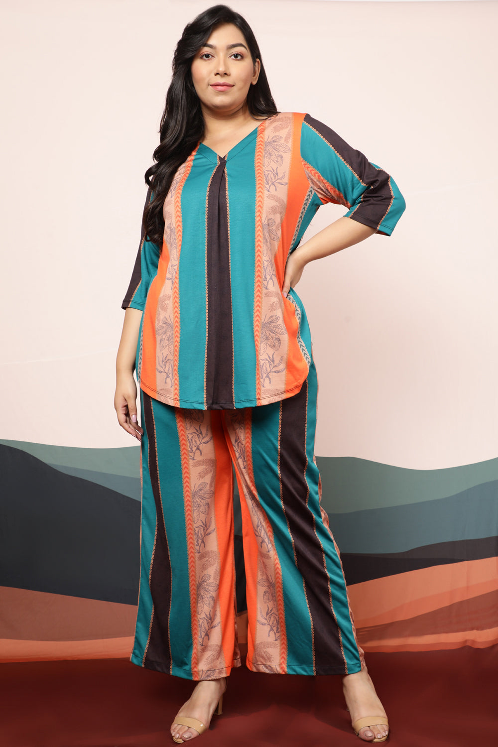 Ethnic Striped High Waist Pants