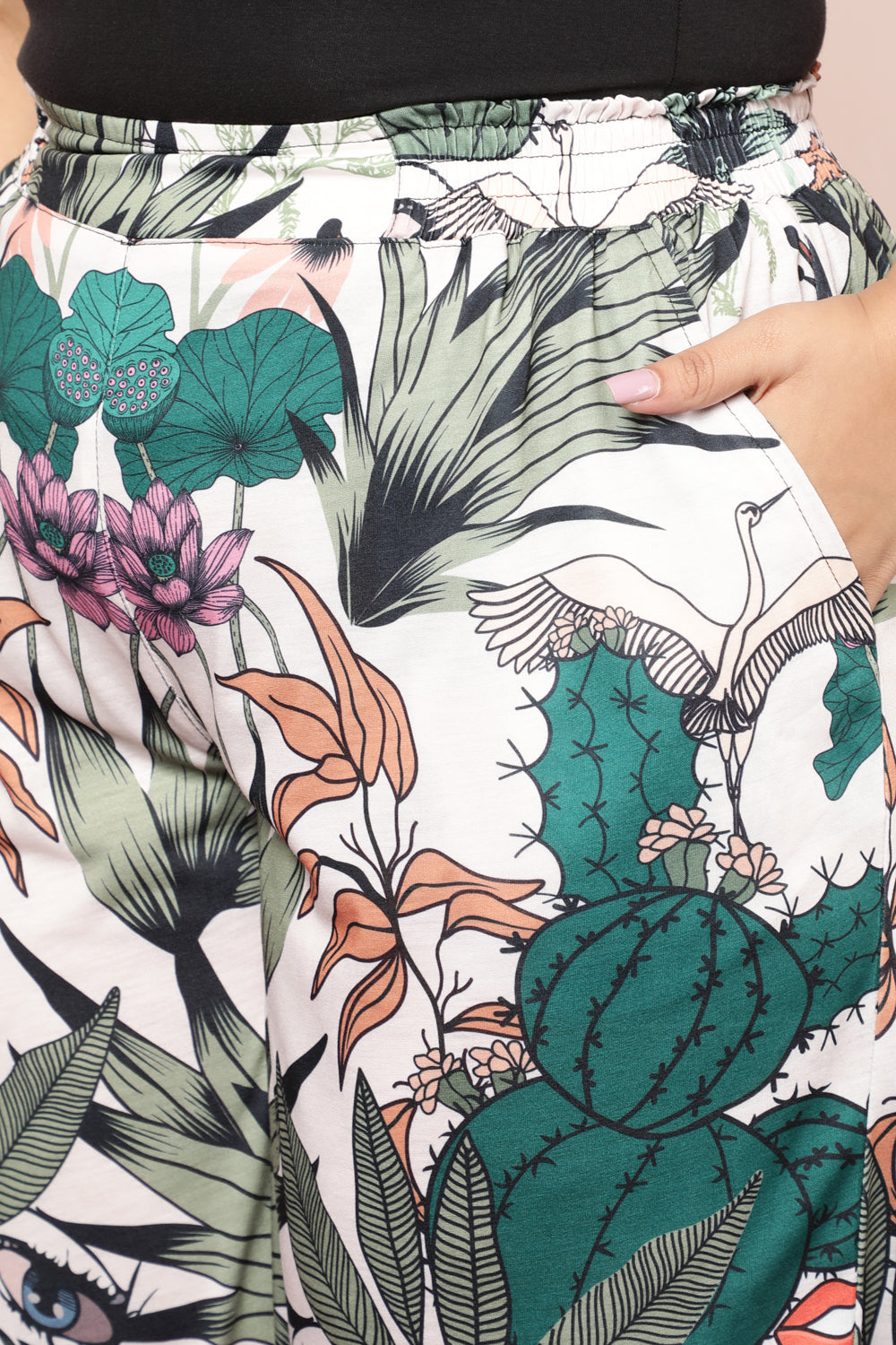 Comfortable Plus Size Quirky Wildlife High Waist Pants