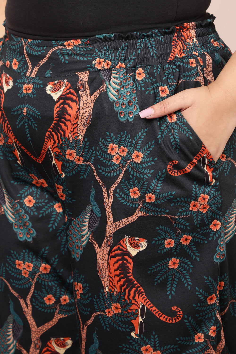 Comfortable Plus Size Jungle Print High Waist Pants