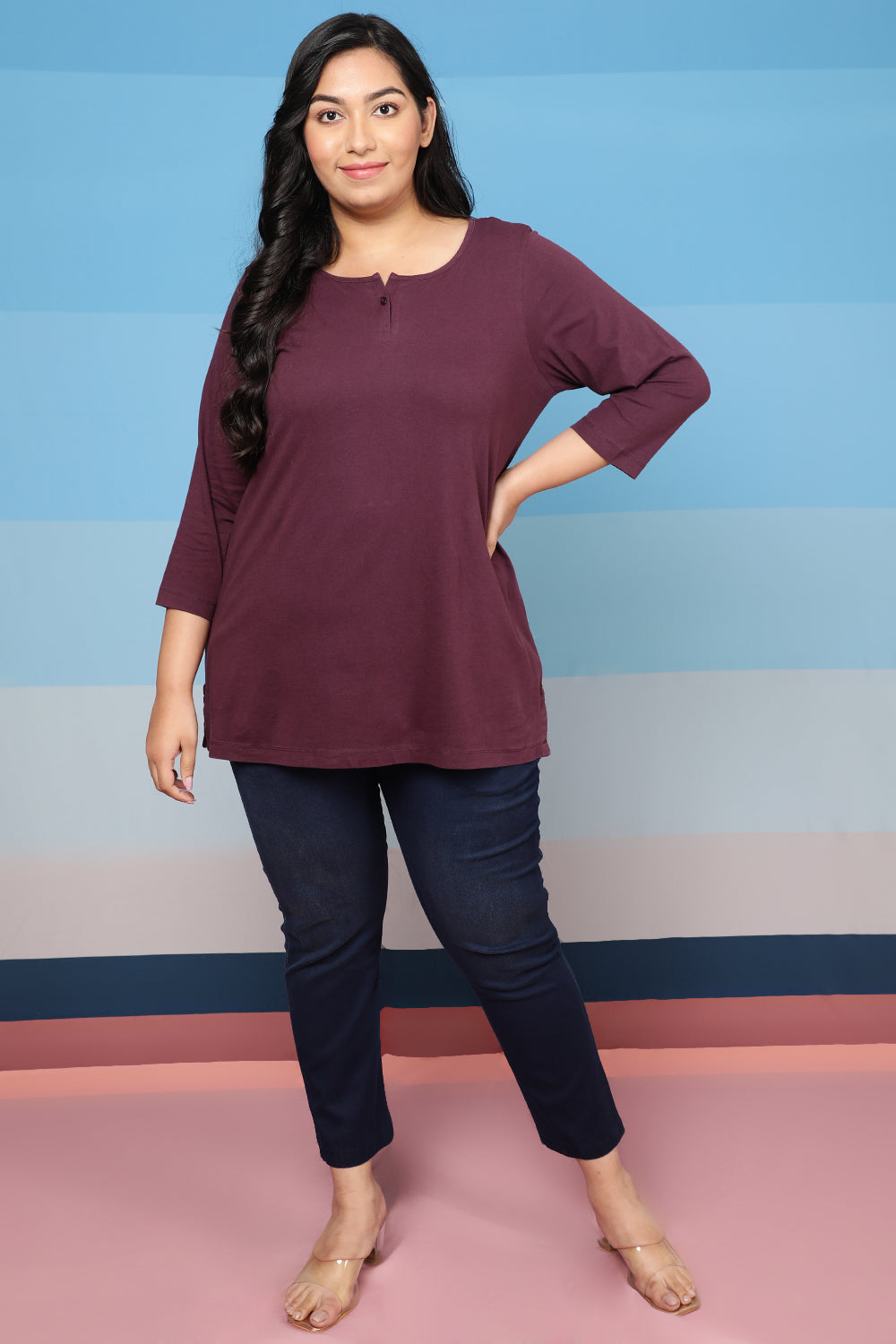 Buy Plum Henley Tshirt