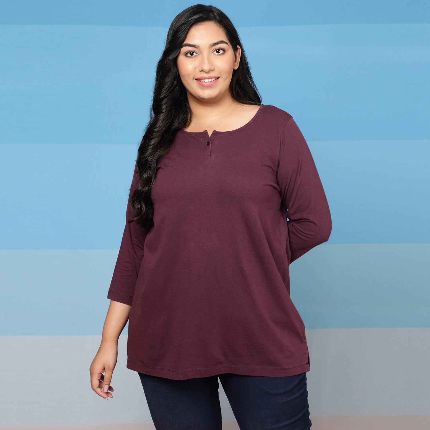 Plum Henley Tshirt for Women