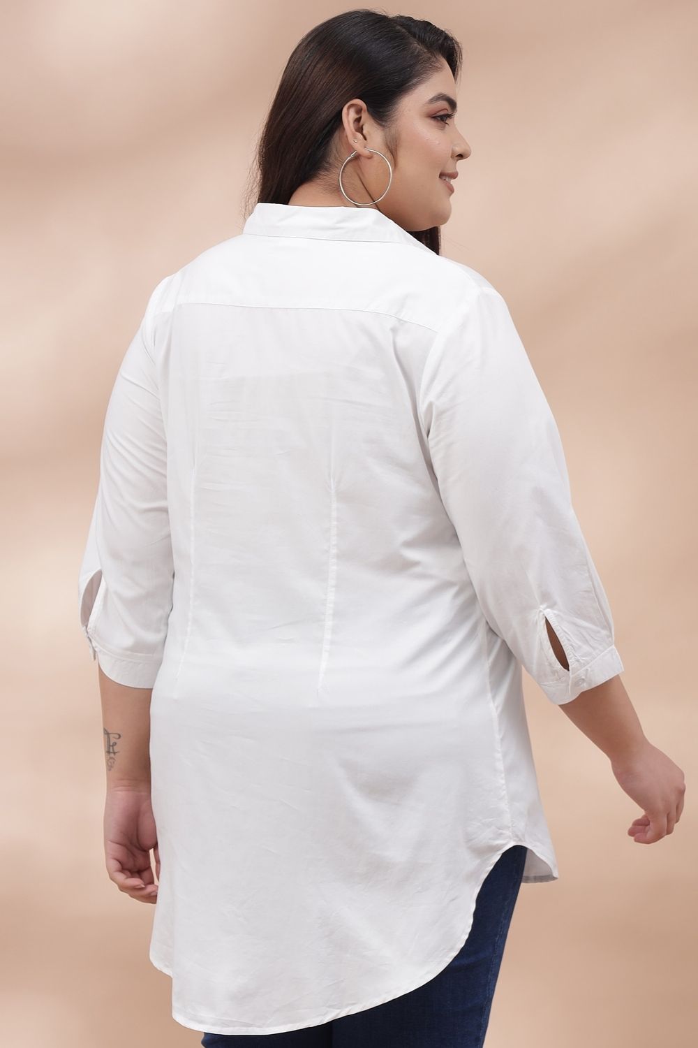 Women's Plus Size White Centre Pleat Shirt