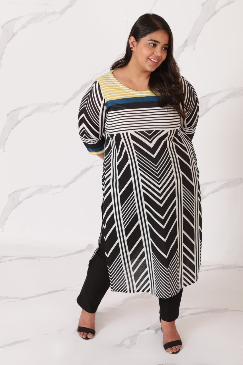 Monochrome Magic Printed Kurta