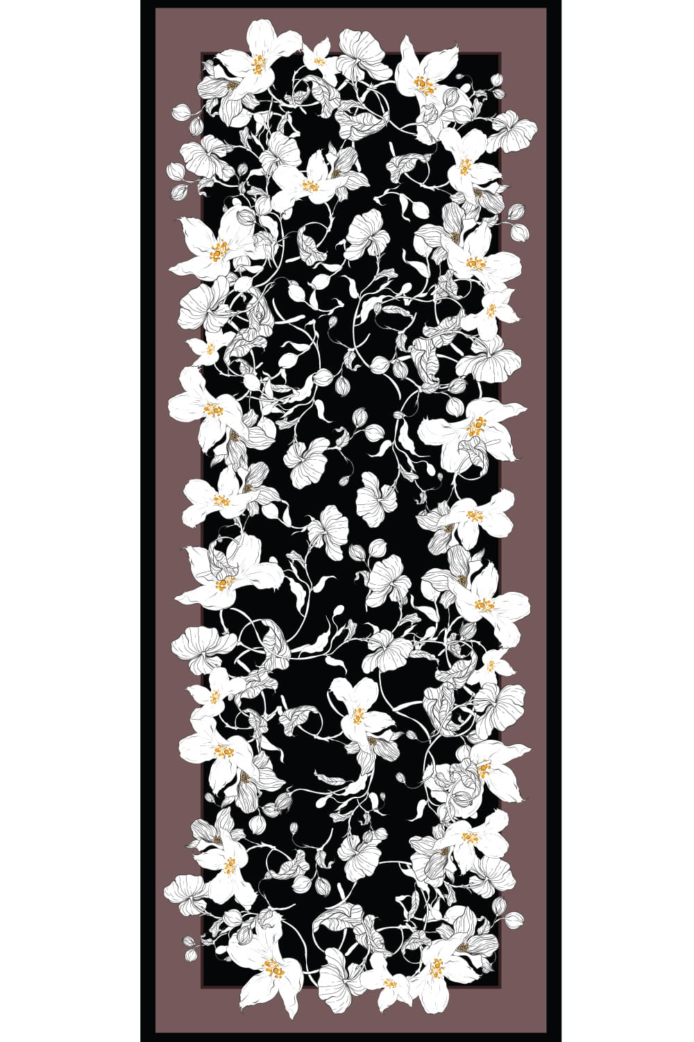 Black Cinamon Blossom Dupatta