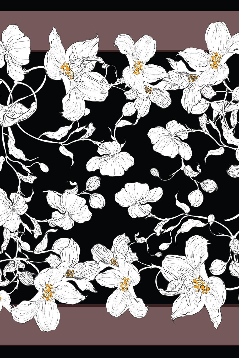 Black Cinamon Blossom Dupatta