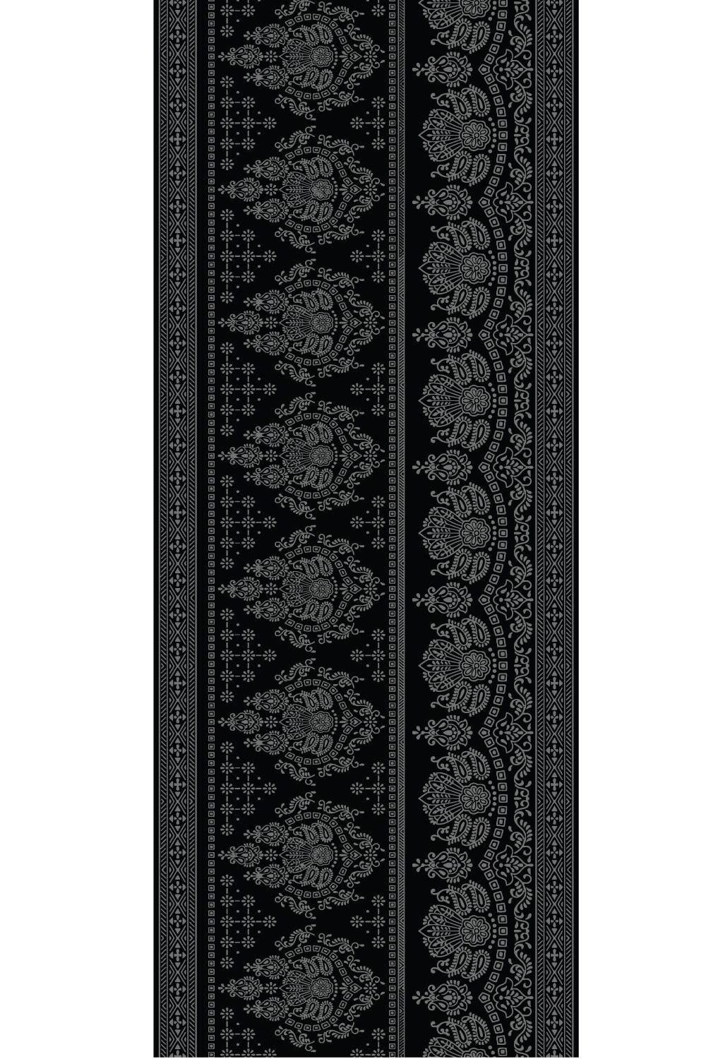 Black White Paisely Print Dupatta
