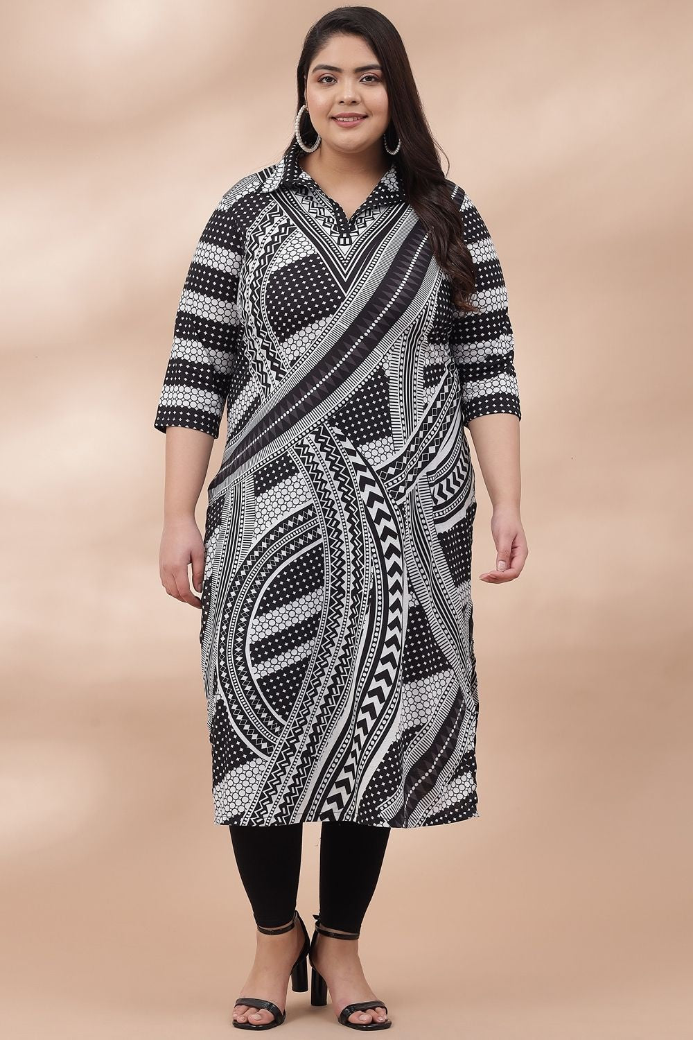 Amydus Monochrom Melody 3xl Size Blended knit fabric Collar Kurta