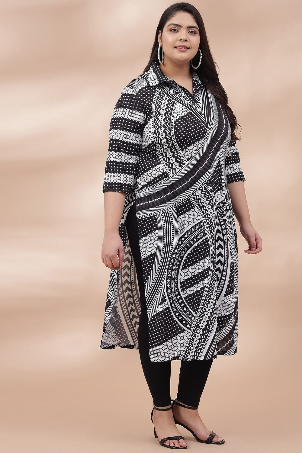 Amydus Monochrom Melody 6xl Size Blended knit fabric Collar Kurta