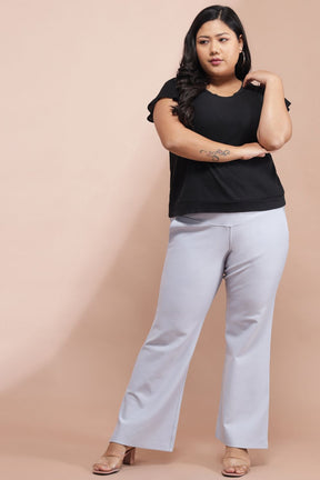 Plus Size Ice Blue Tummy Shaper Flare Pants
