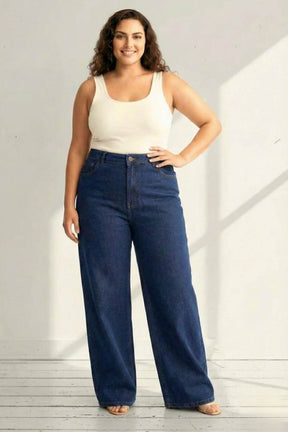 Plus Size Wide Leg Absolute Navy Blue Jeans