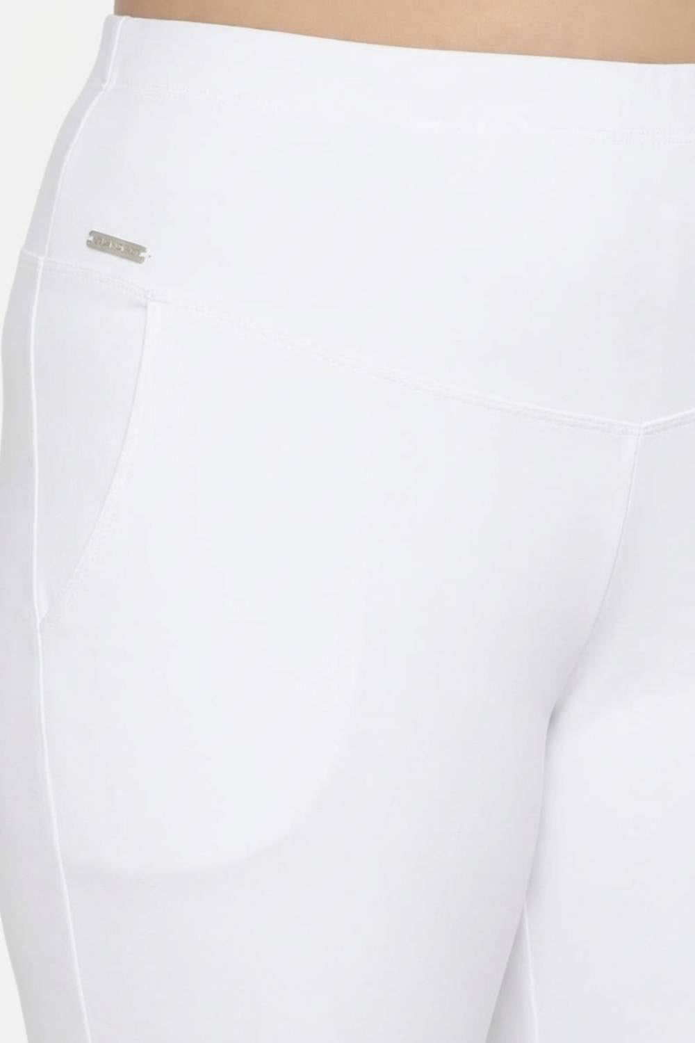 Plus Size White Tummy Shaper Flare Pants