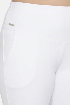 Plus Size White Tummy Shaper Flare Pants