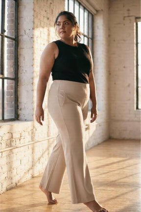 Plus Size Cream Tummy Shaper Flare Pants