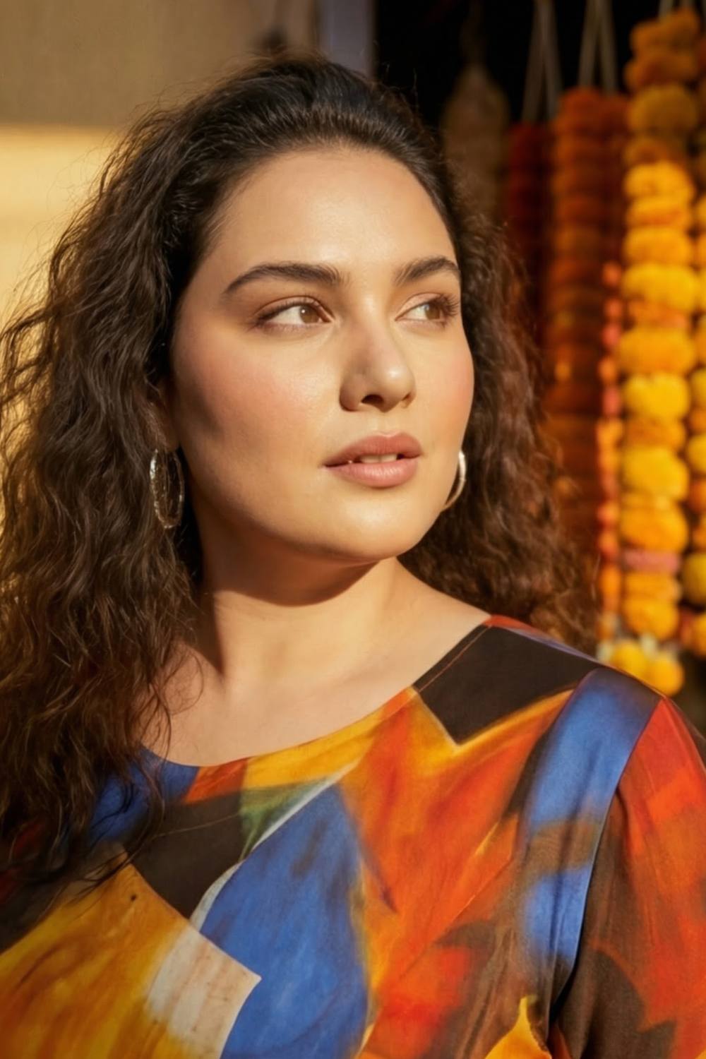 Plus Size Brushstroke Print A line Dress