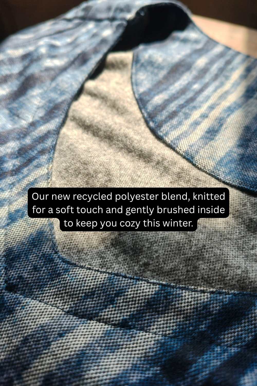 Plus Size Blue Vertical Stripe SnugWeave™ Winter Dress