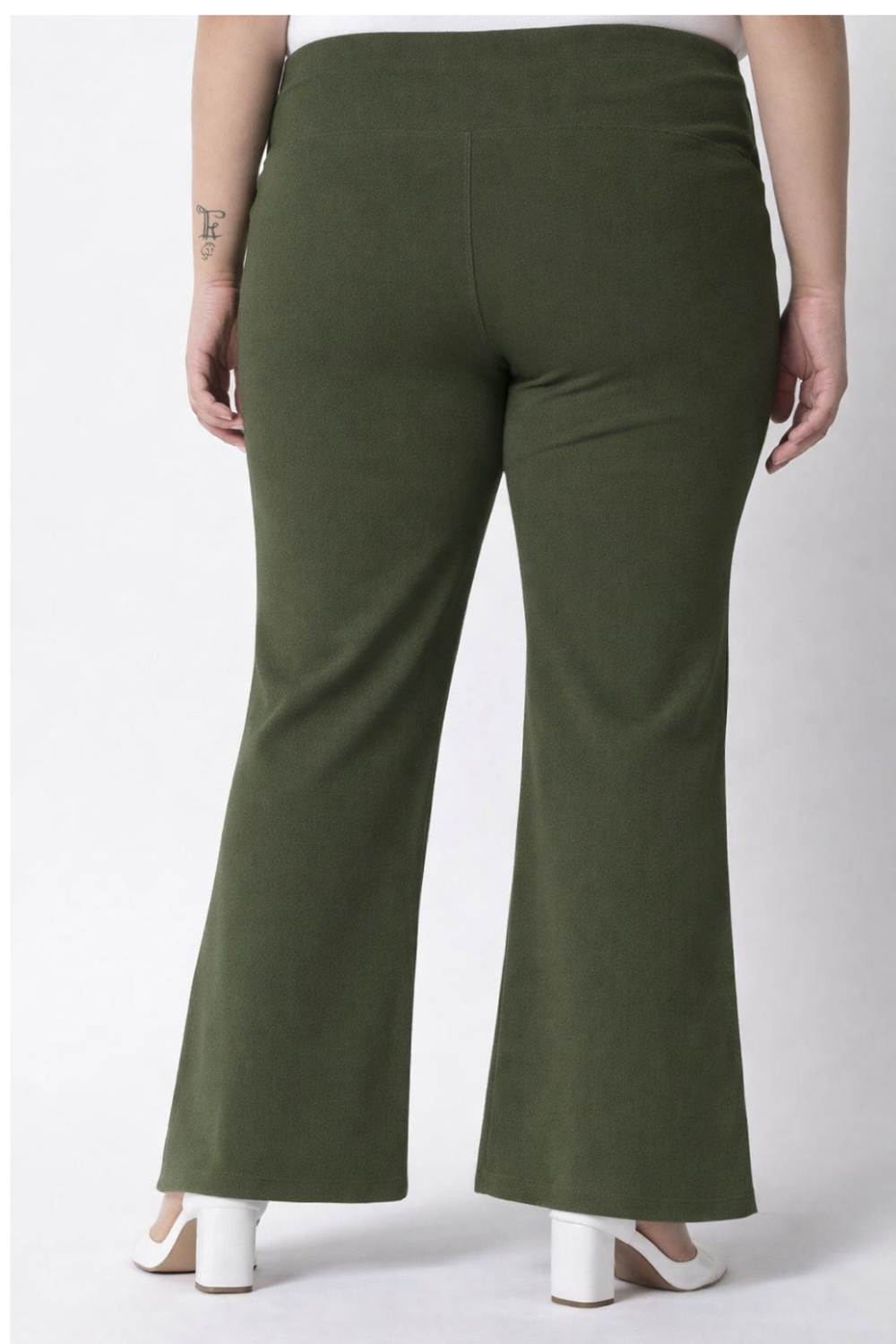 Plus Size Olive Tummy Shaper Flare Pants