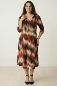 Plus Size Multicolor Abstract Print A line Dress