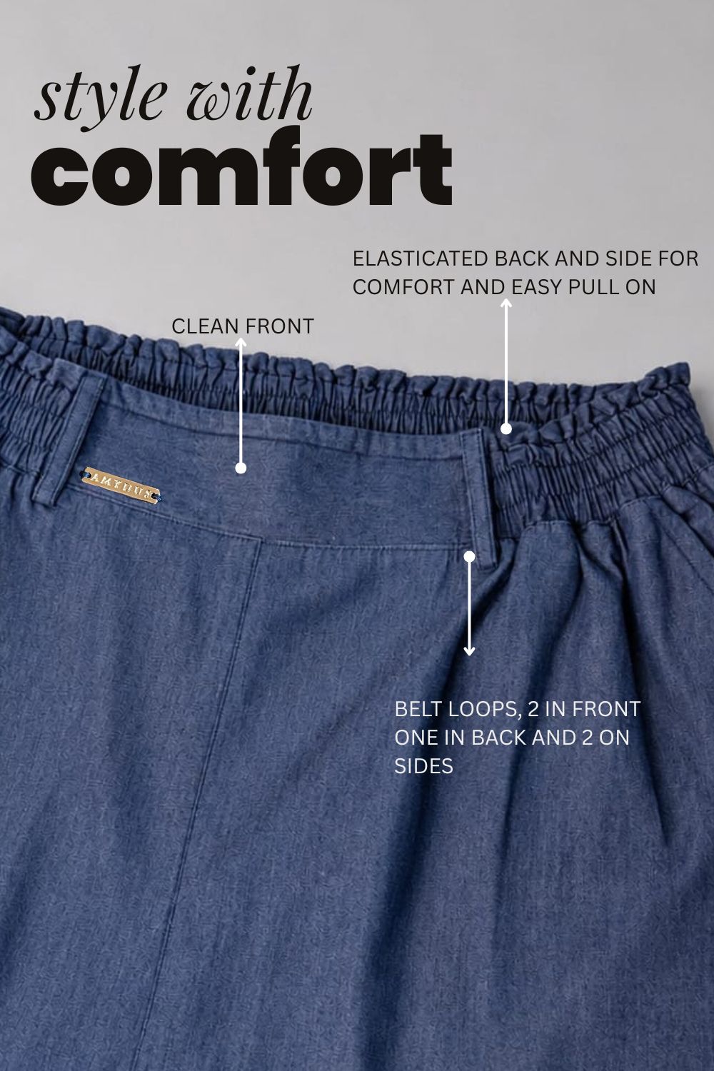 Plus Size Wide Leg Easy PullOn Dark Denim