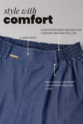 Plus Size Wide Leg Easy PullOn Dark Denim