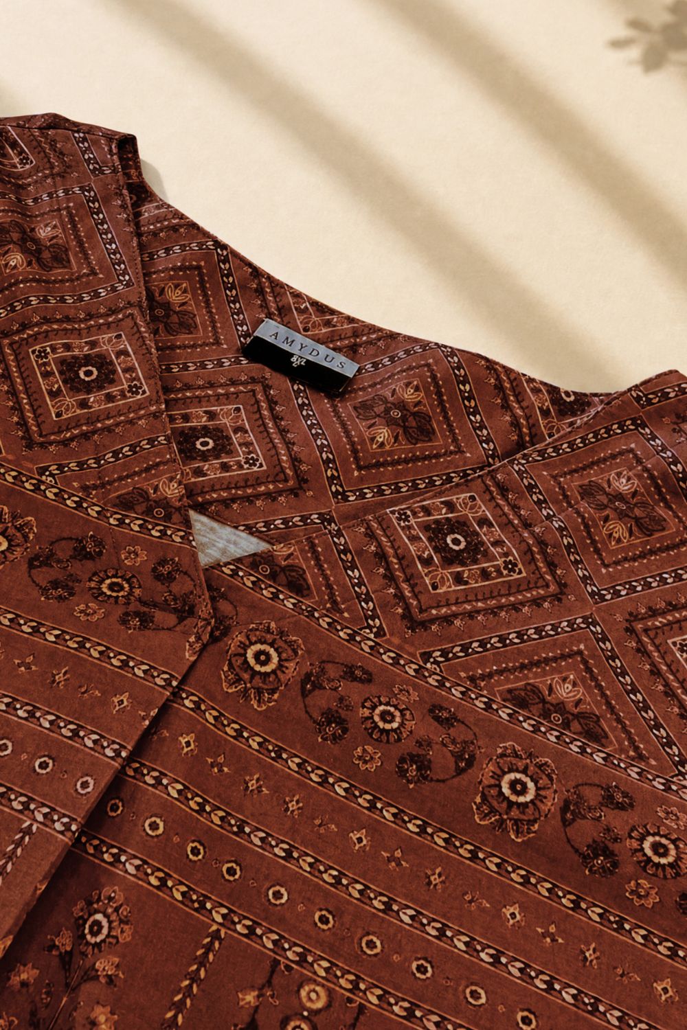 Plus Size Brown Print Top