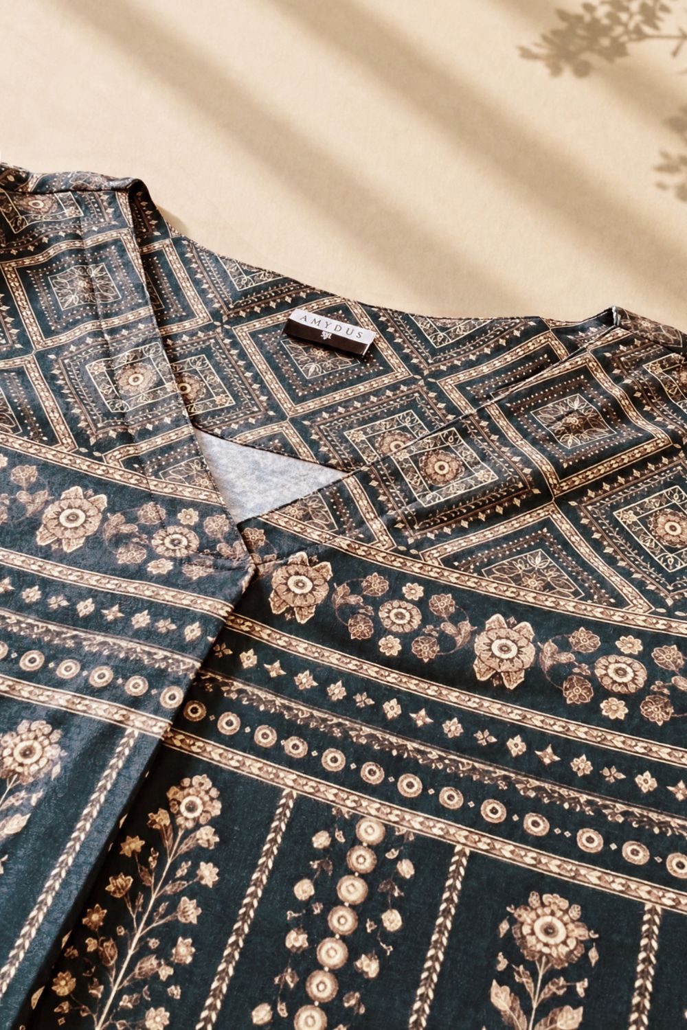 Plus Size Charcoal Green Printed Top