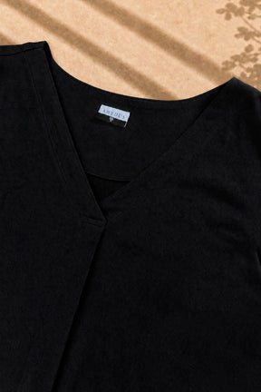 Plus Size SoftEase V Neck Black Cotton Top