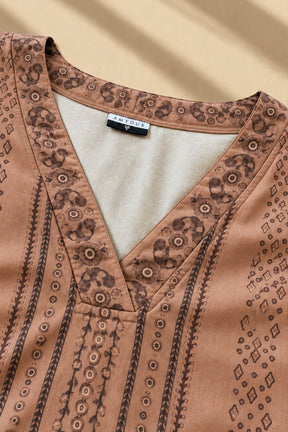 Plus Size Ethnic Printed A-Line Midi Dress