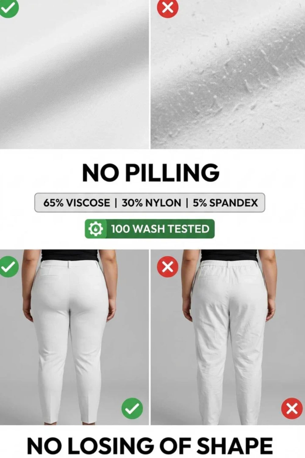 White Tummy Shaping Wide Straight Pants