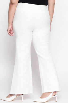 Plus Size White Tummy Shaper Flare Pants