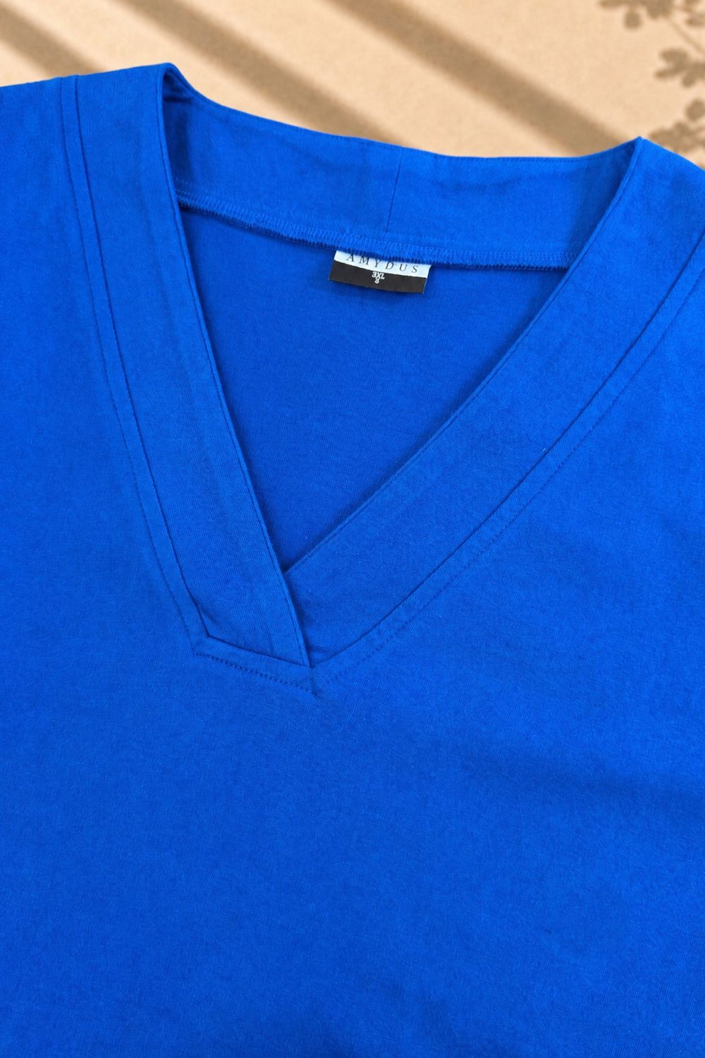 Plus Size SoftEase V Neck Blue Cotton Kurta Coord Set