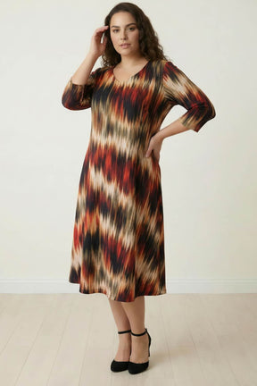 Plus Size Multicolor Abstract Print A line Dress