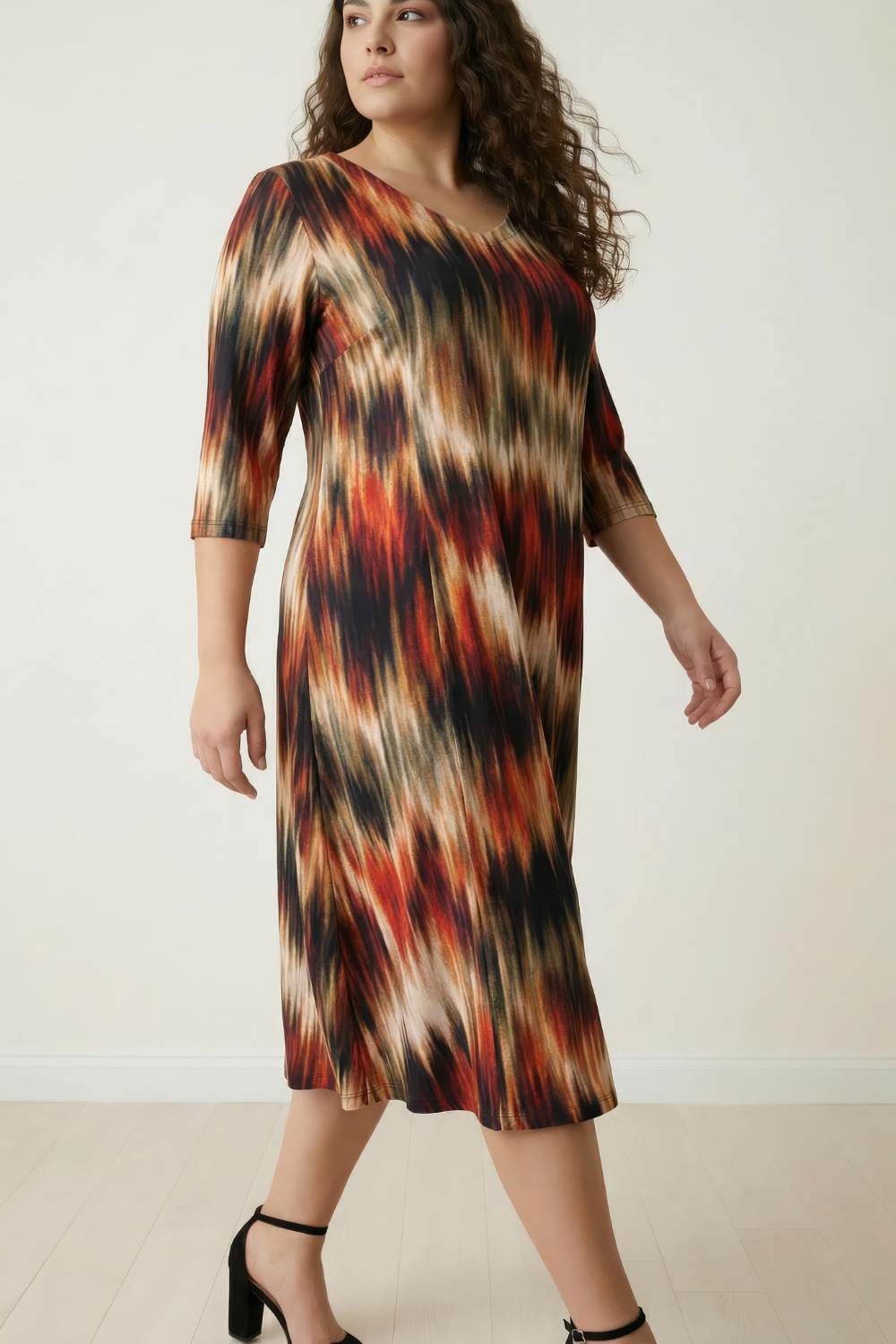 Plus Size Plus Size Multicolor Abstract Print A line Dress