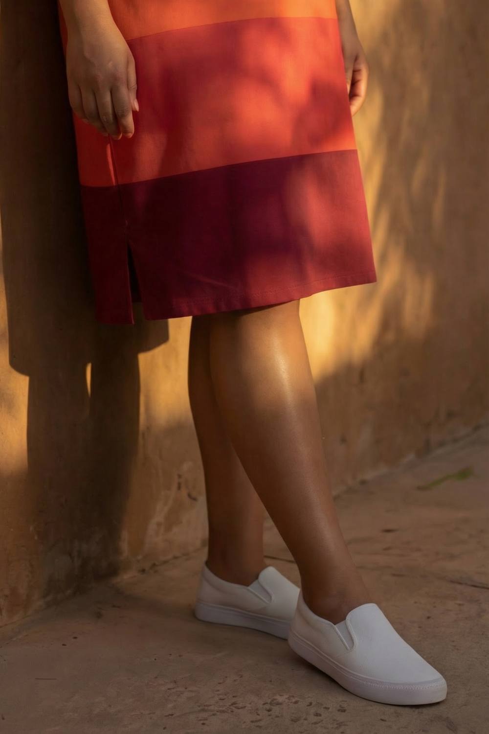 Comfortable Color Block Printed Polo Dress
