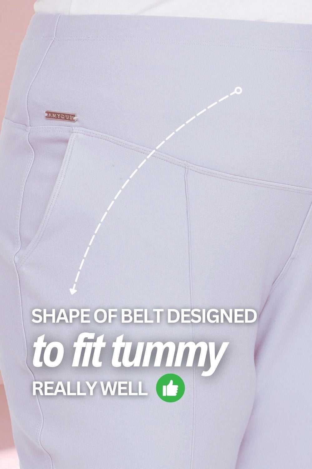 Plus Size Ice Blue Tummy Shaper Straight Fit Pants