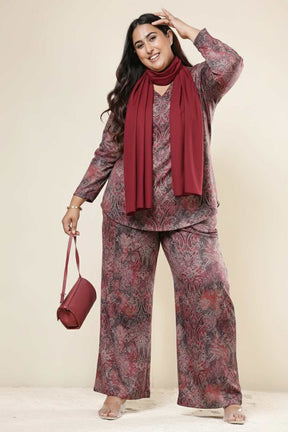 Plus Size Maroon Paisley SnugWeave™ Top Coord Set