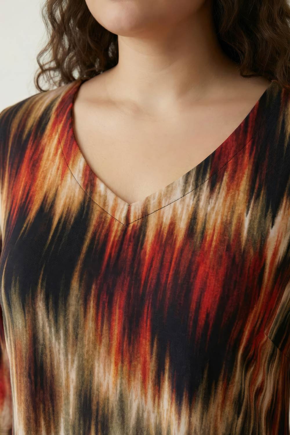 Comfortable Plus Size Multicolor Abstract Print A line Dress