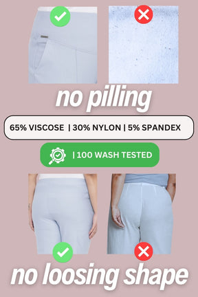 Plus Size Ice Blue Tummy Shaper Straight Fit Pants