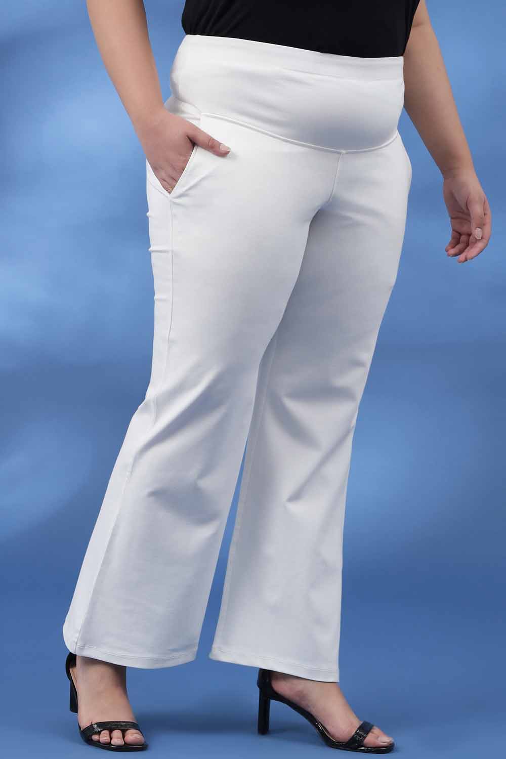 White Tummy Shaper Bell Bottom for Women
