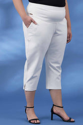 White Tummy Tucker Crop Pants