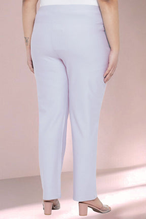 Plus Size Ice Blue Tummy Shaper Straight Fit Pants