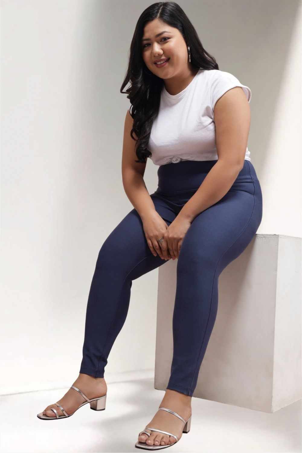 Denim Blue Tummy Tucker Jeggings for Women