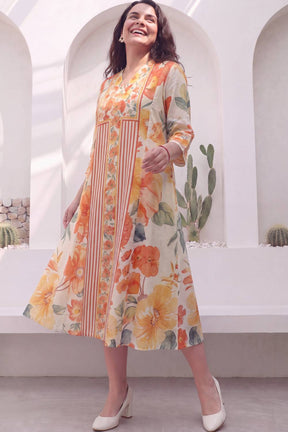 Warm Petals Plus Size Midi Dress