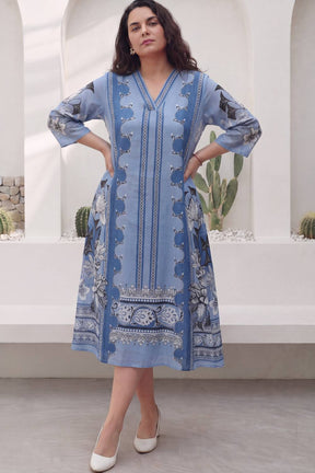 Blue Mirage Floral Plus Size Midi Dress